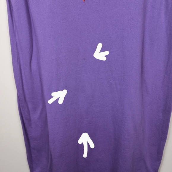 Vintage Bob Mackie Short Sleeve T Shirt Dress Purple Medium Embroidered Birds - Picture 6 of 8